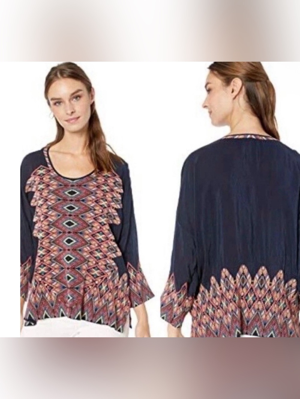 Johnny Was Moni heavily embroidered blouse Top